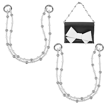 Acrylic 2-Strand Bead Chain Bag Handles, with Spring Gate Rings, for Bag Replacement Accessories, Clear, 67cm