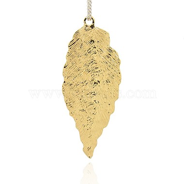 Ton doré alliage feuilles grandes pendentifs(PALLOY-J154-86G)-2