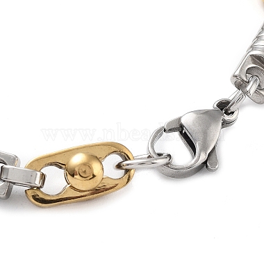 Vacuum Plating 304 Stainless Steel Oval Rectangle Link Chain Bracelet for Men Women(BJEW-Z023-06P)-3