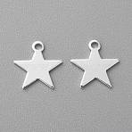 Brass Charms, Star,  Long-Lasting Plated, 925 Sterling Silver Plated, 10.5x10x0.5mm, Hole: 1.4mm(KK-H739-01C-S)