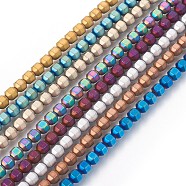 Electroplated Non-magnetic Synthetic Hematite Beads Strands, Polygon, Mixed Color, 4x4mm, Hole: 0.8mm, about 97pcs/strand, 15.55 inch(39.5cm)(G-P423-02)