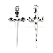 Alloy Pendant, Sword, Antique Silver, 34.5x13.5x2mm, Hole: 2.5x1.5mm(FIND-C032-05AS)