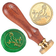 Golden Tone Brass Sealing Wax Stamp Head, with Wood Handle, for Envelopes Invitations, Gift Card, Bird, 83x22mm, Stamps: 25x14.5mm(AJEW-WH0208-855)