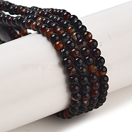 Natural Agate Beads Strands, Round, Dyed, Coffee, 3mm, Hole: 1mm, about 48pcs/strand, 15.83''(40.2cm)(G-B077-A01-01)