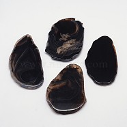 Nuggets Natural Agate Pendants, Dyed, Black, 38~100x24~70x5~6mm, Hole: 2mm(G-L418-02D)