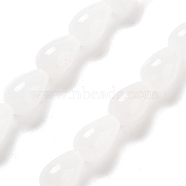 Natural White Jade Beads Strands, Teardrop, 12x8mm, Hole: 1.2mm, about 33~34pcs/strand, 15.16~16.54''(38.5~42cm)(G-B106-A31-02)