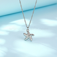 Stainless Steel Pendant Necklaces, Starfish, Stainless Steel Color, 17.72 inch(45cm)(RE2353-2)