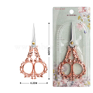 Stainless Steel Scissors, Embroidery Scissors, Sewing Scissors, with Zinc Alloy Handle, Rose Gold & Stainless Steel Color, 128x62mm(PW-WG54771-04)