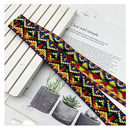 Ethnic Style Embroidery Rhombus Polyester Ribbons, Jacquard Ribbon, Garment Accessories, Flat, Colorful, 1-5/8 inch(40mm)(PW-WG83240-14)