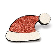 Christmas Theme PU Leather Brooch, Zinc Allloy Pin, Hat, 29x43x2.5mm(JEWB-C004-01G)