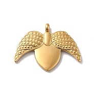 Vacuum Plating 304 Stainless Steel Pendants, Angel Wing Charm, Golden, 19x25x2mm, Hole: 2mm(STAS-M311-14G)
