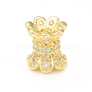 Brass Micro Pave Cubic Zirconia Spacer Beads, Lotus, Real 18K Gold Plated, 7.5x7mm, Hole: 2.5mm(KK-P228-57G)