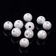 Pearlized Handmade Porcelain Round Beads, White, 11mm, Hole: 2mm(PORC-S489-10mm-01)