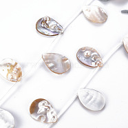 Shell Pearl Pendants, Top Drilled Beads, Teardrop, Seashell Color, 34~36x24~26x2~8mm, Hole: 0.7mm, about 10pcs/strand, 16.14 inch(41cm)(SSHEL-N032-38)
