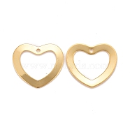 201 Stainless Steel Pendants, Heart, Real 24k Gold Plated, 17.5x20x1mm, Hole: 1.4mm(STAS-K217-72G)