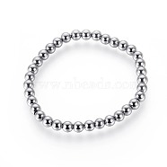 Terahertz Stone Beads Stretch Bracelets, Round, 2-1/4 inch(5.8cm), Bead: 6mm(X-BJEW-L666-01E)