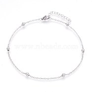 304 Stainless Steel Cable Chain Anklets, Stainless Steel Color, 9 inch(22.8cm), 1.7mm(AJEW-P069-03P)