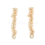 Brass Stud Earring Findings, with Horizontal Loops, Twist Column, Real 18K Gold Plated, 21.5~21.6x4.7~4.8mm, Hole: 1mm, Pin: 0.7mm(X-KK-G432-24G)
