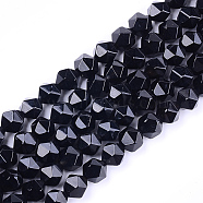 Natural Agate Beads Strands, Dyed, Faceted, Star Cut Round Beads, Black, 9~10x9~10x9~10mm, Hole: 1mm, about 37pcs/strand, 14.5 inch(G-T121-08D)