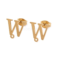 Ion Plating(IP) 304 Stainless Steel Stud Earrings, for Women, Letter W, 11x12.5mm, Hole: 1mm, Pin: 0.7mm(FIND-Q103-01W-G)