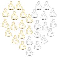 PandaHall Elite 60Pcs 2 Style 304 Stainless Steel Open Heart Pendants, Hollow, Mixed Color, 30pcs/style(STAS-PH0003-82)