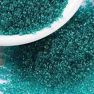 MIYUKI Round Rocailles Beads, Japanese Seed Beads, (RR2405) Transparent Teal, 15/0, 1.5mm, Hole: 0.7mm, about 27777pcs/50g(SEED-X0056-RR2405)