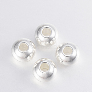 304 Stainless Steel Beads, Round, Silver Color Plated, 8x6.5mm, Hole: 3mm(STAS-H394-06S)