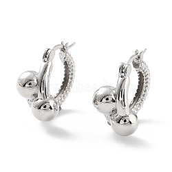Round Rack Plating Brass Hoop Earrings for Women, Long-Lasting Plated, Lead Free & Cadmium Free, Platinum, 20.5x21x12.5mm(KK-Z038-04P)