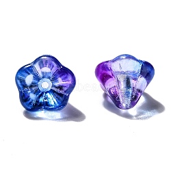 Transparent Czech Glass Beads, Two Tone, Flower, Medium Purple, 10x8mm, Hole: 2mm, about 120pcs/bag(GLAA-G070-05D-014)