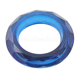 Transparent Acrylic Beads, Faceted, Donut, Dark Blue, about 19.5mm in diameter, 4.5mm thick, hole: 12mm(X-PL671Y-14)