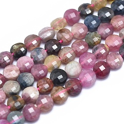 Natural Tourmaline Beads Strands, Faceted, Flat Round, 4x2.5mm, Hole: 0.8mm, about 93pcs/strand, 15.15 inch(38.5cm)(G-E530-07H)