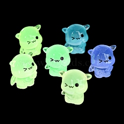 Halloween Luminous Resin Demon Display Decoration, Micro Landscape Decorations, Glow in the Dark, Mixed Color, 22.5x29x30.5mm(RESI-G070-02M)