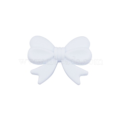 Bowknot Food Grade Silicone Beads, Chewing Beads For Teethers, DIY Nursing Necklaces Making, White, 16x26mm(PW-WG39907-08)