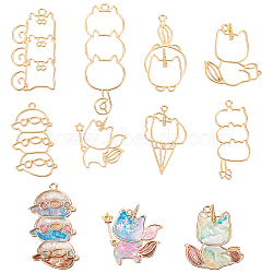 8 Styles Alloy Open Back Bezel Animal Theme Pendants, for DIY UV Resin, Epoxy Resin, Pressed Flower Jewelry, Light Gold, 53x21.5x2mm, Hole: 2.3mm, 10pcs/style(PALLOY-AR0001-17)