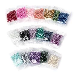 18 Colors Glass Pearl Beads, Pearlized, Round, Mixed Color, 4~5mm, Hole: 1mm, 18 Colors, about 100pcs/color, 1800pcs/set(HY-JQ0001-4mm-02)
