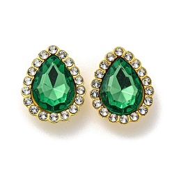 Acrylic Rhinetsone Cabochons, with ABS Plastic, Teardrop, Green, 19x15x6mm(FIND-C054-02G-06)