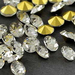 Grade A Glass Pointed Back Chaton Rhinestones, Back Plated, Diamond, Crystal, 3.3~3.4mm, about 144pcs/gross(RGLA-PP26-01A)