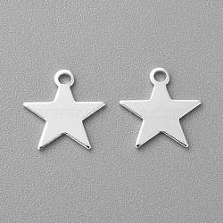 Brass Charms, Star,  Long-Lasting Plated, 925 Sterling Silver Plated, 10.5x10x0.5mm, Hole: 1.4mm(KK-H739-01C-S)