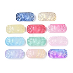 Spray Painted Transparent Glass Connector Charms, Curved Rectangle Links, Mixed Color, 25x12x6.5mm, Hole: 1.4mm(GLAA-H035-06)