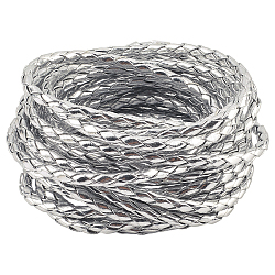 5M Braided Round PU Leather Jewelry Cord, Braided Rope, Gainsboro, 4.5mm(OCOR-GF0004-96A-04)