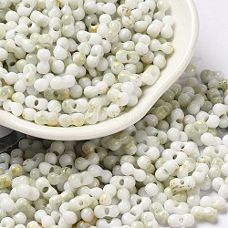 Baking Paint Glass Seed Beads, Round Hole, Peanut, Light Khaki, 6~6.5x3~3.5x3~3.5mm, Hole: 1~1.2mm, about 4500pcs/pound(SEED-F005-01A-10)