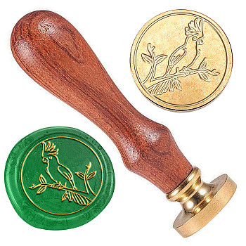 Golden Tone Brass Sealing Wax Stamp Head, with Wood Handle, for Envelopes Invitations, Gift Card, Bird, 83x22mm, Stamps: 25x14.5mm