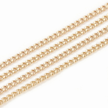 Soldered, Faceted Brass Curb Chains, Diamond Cut Chains, with Spool, Real 18K Gold Plated, 2x1.4x0.4mm, about 98.42 Feet(30m)/roll