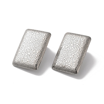 304 Stainless Stud Earring Findings, with Vertical Loops, Stainless Steel Color, Rectangle, 25x17mm, Hole: 2.5mm, Pin: 0.8mm