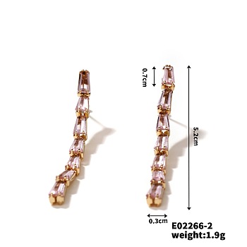 Shiny Fashionable Stud Earrings for Women, Trendy and Versatile, Chain Charm, Golden, 52x3mm