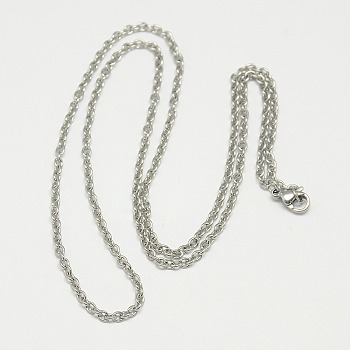 Trendy Unisex 304 Stainless Steel Cable Chain Necklaces, with Lobster Claw Clasps, Stainless Steel Color, 19.5~20.5 inch(50~52cm)
