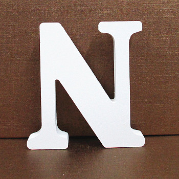 Letter Wooden Ornaments, for Home Wedding Decoration Shooting Props, Letter.N, 100x100x15mm