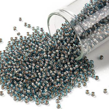 TOHO Round Seed Beads, Japanese Seed Beads, (1072) Cocoa Lined Aqua, 11/0, 2.2mm, Hole: 0.8mm, about 50000pcs/pound