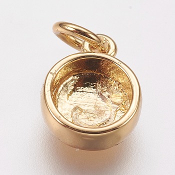 Brass Pendant Cabochon Settings, Plain Edge Bezel Cups, Flat Round, Golden, Tray: 6mm, 11x8x3mm, Hole: 3mm