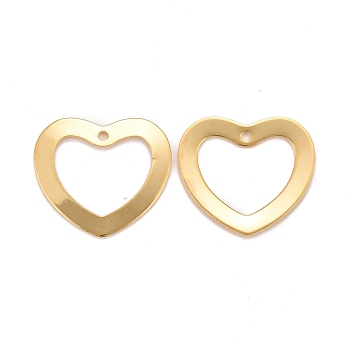 201 Stainless Steel Pendants, Heart, Real 24k Gold Plated, 17.5x20x1mm, Hole: 1.4mm